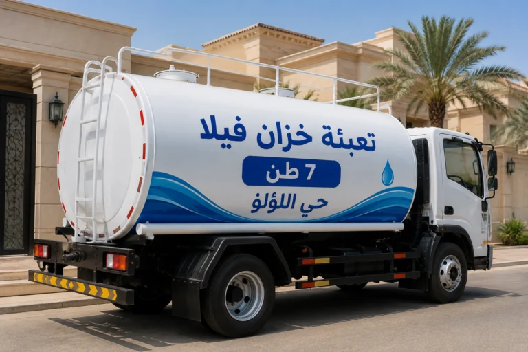 تعبئة خزان فيلا حي اللؤلؤ 7 طن