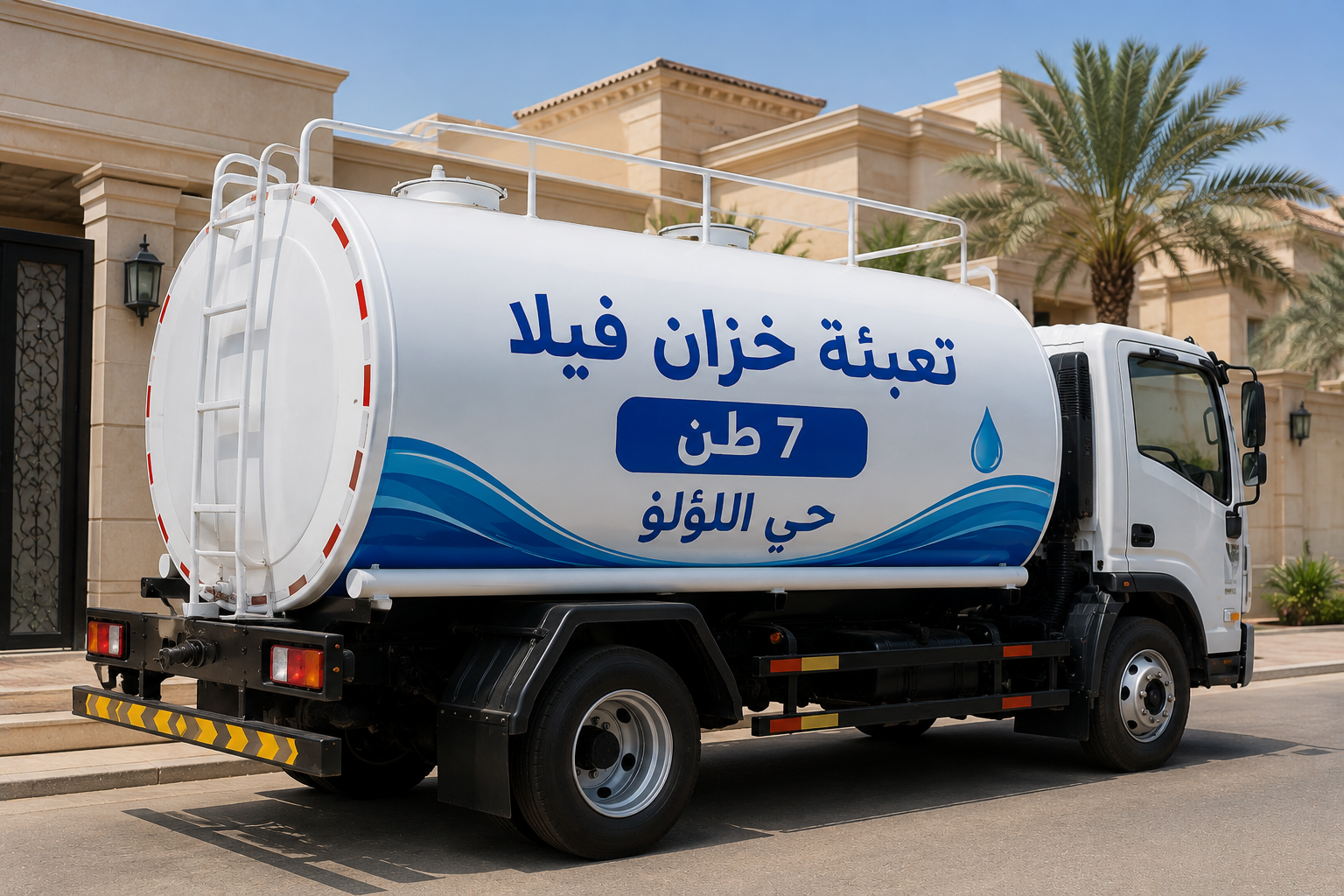 تعبئة خزان فيلا حي اللؤلؤ 7 طن