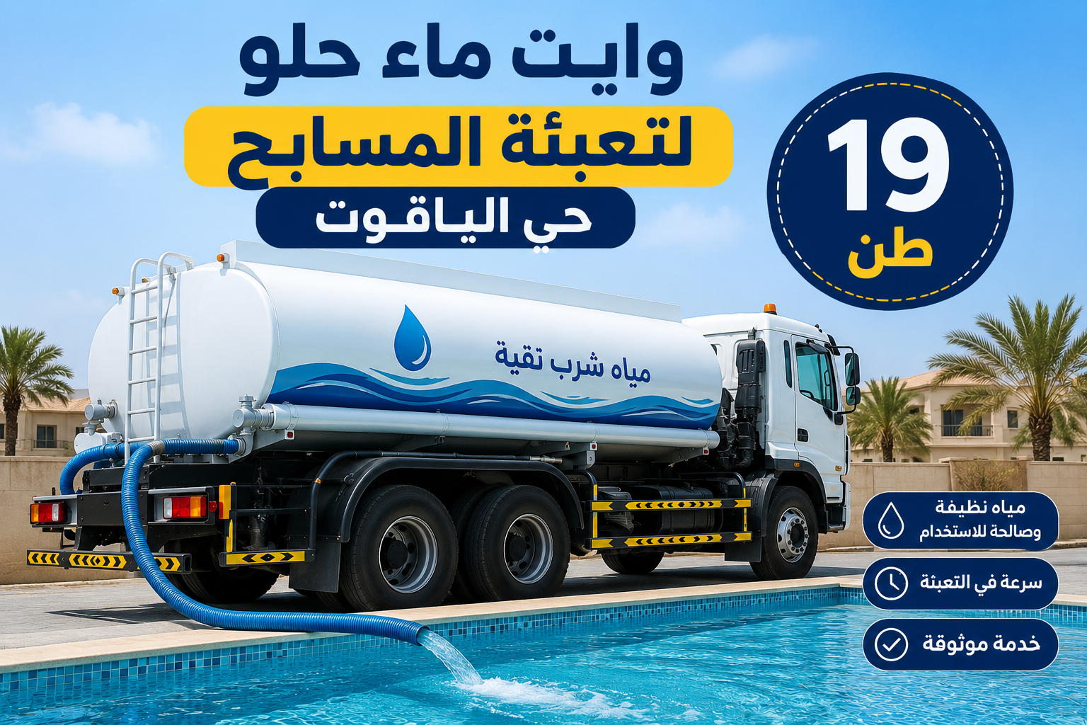 وايت ماء حلو لتعبئة المسابح حي الياقوت 19 طن